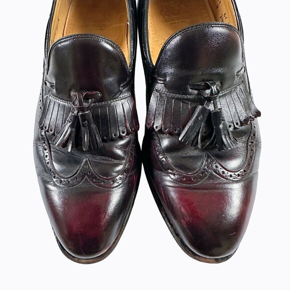 Vintage Johnston & Murphy Aristocraft Leather Loafer 11 Oxblood Tassel Wingtip - Picture 6 of 9